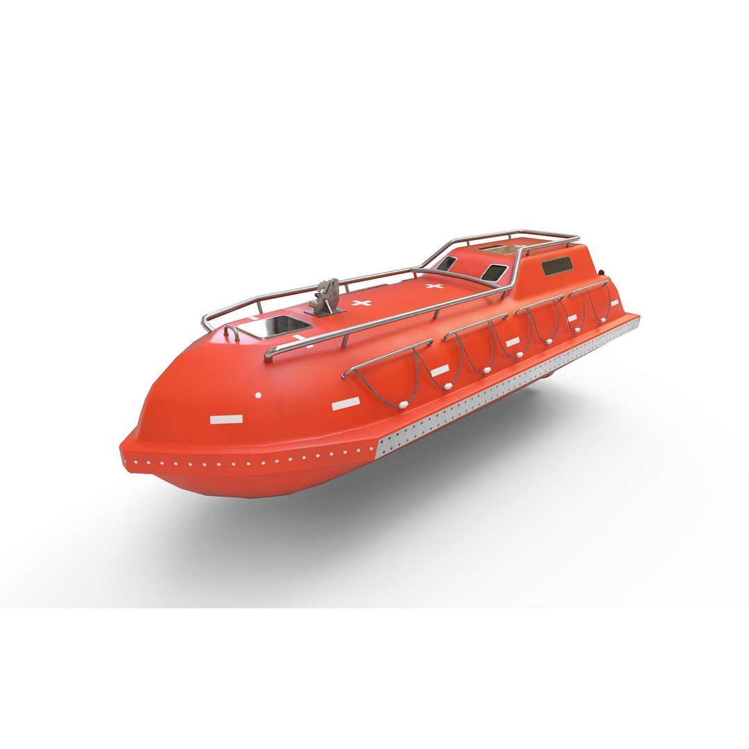 Freefall Lifeboat 3D Model – PBR Textured Industrial Watercraft, FBX - View 5