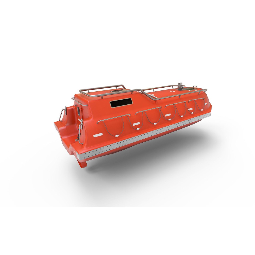 Freefall Lifeboat 3D Model – PBR Textured Industrial Watercraft, FBX - View 6