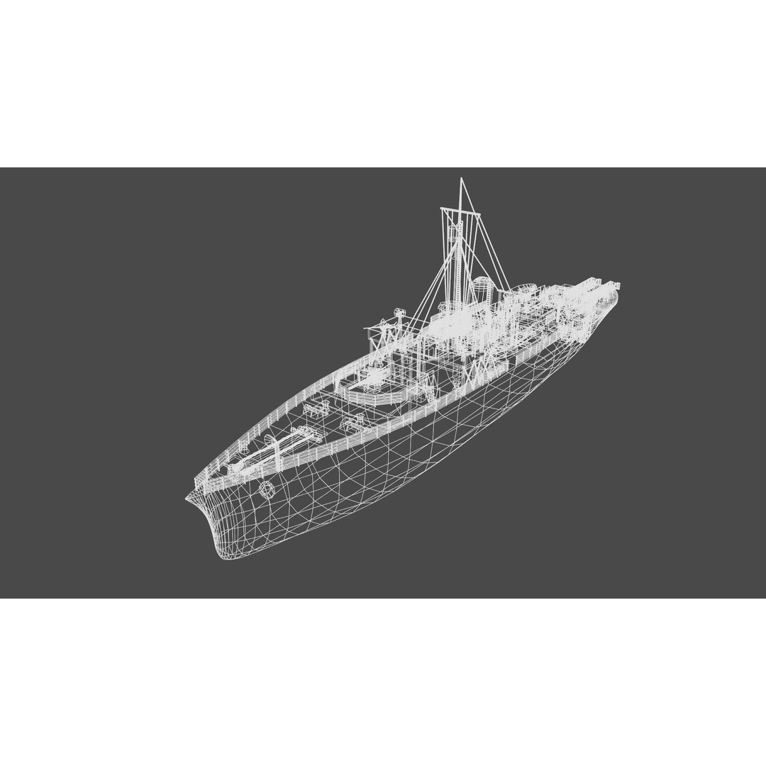 HMCS Snowberry K-166 3D Model – Low Poly Game Ready Ship, FBX