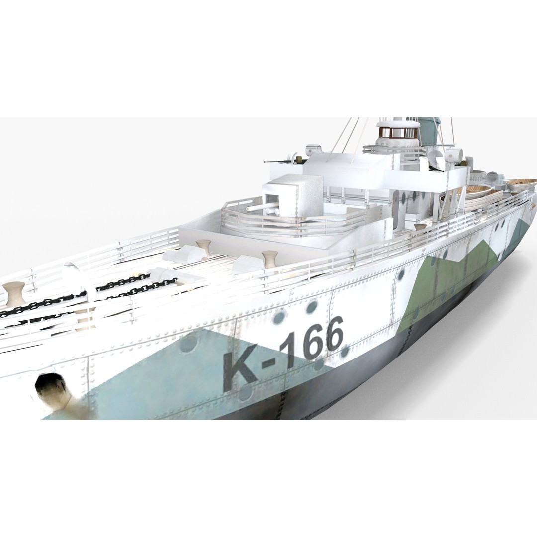 HMCS Snowberry K-166 3D Model – Low Poly Game Ready Ship, FBX - View 4