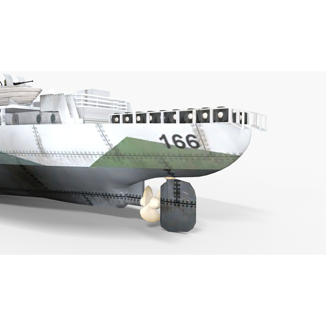 HMCS Snowberry K-166 3D Model – Low Poly Game Ready Ship, FBX - View 8