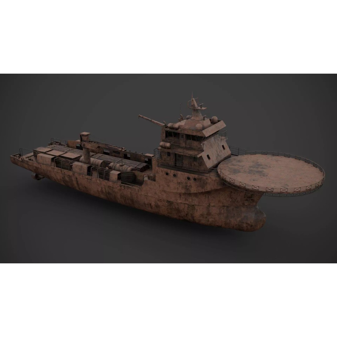 Offshore Supply Vessel 3D Model – Low Poly Industrial Asset, FBX - View 8