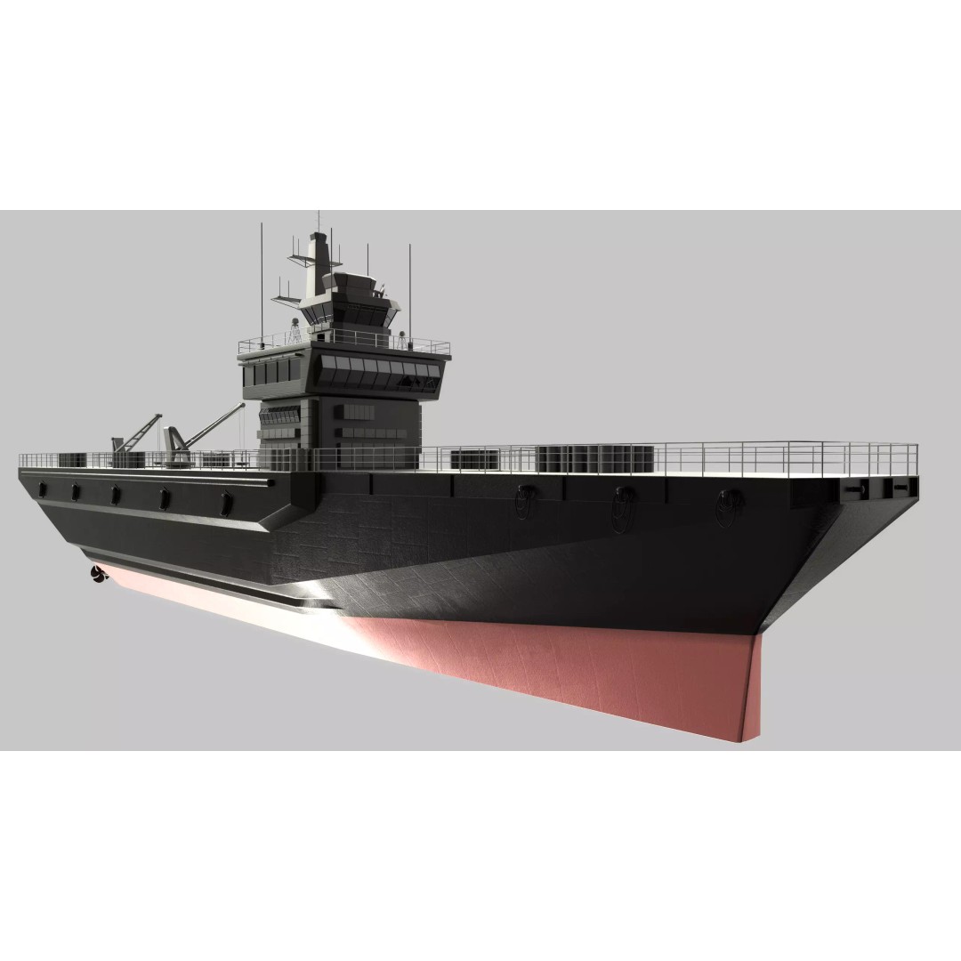 Landing Ship 3D Model – Military Watercraft with PBR Textures, FBX - View 2