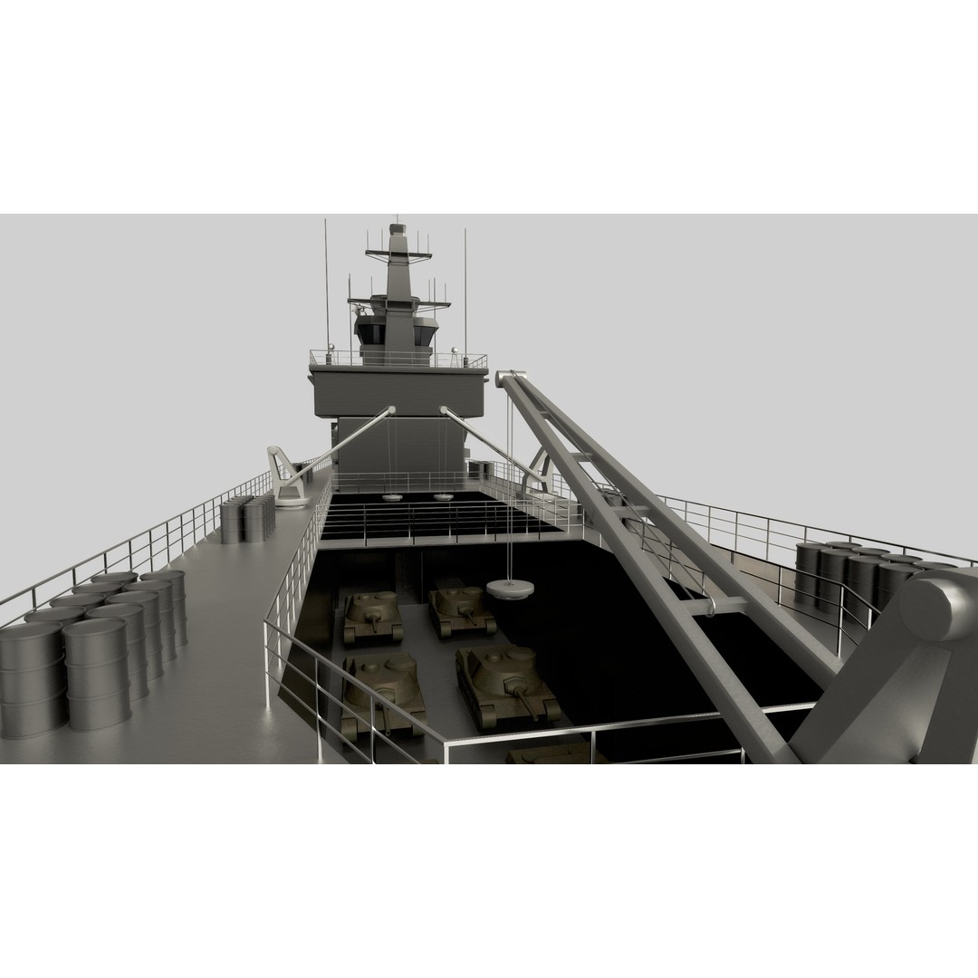 Landing Ship 3D Model – Military Watercraft with PBR Textures, FBX - View 3