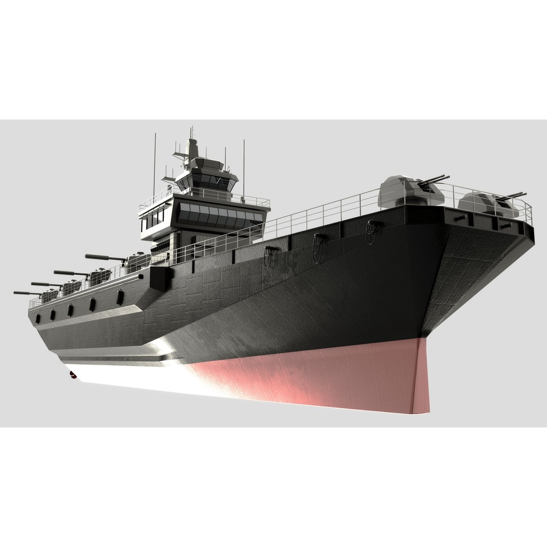 Landing Ship 3D Model – Military Watercraft with PBR Textures, FBX - View 4