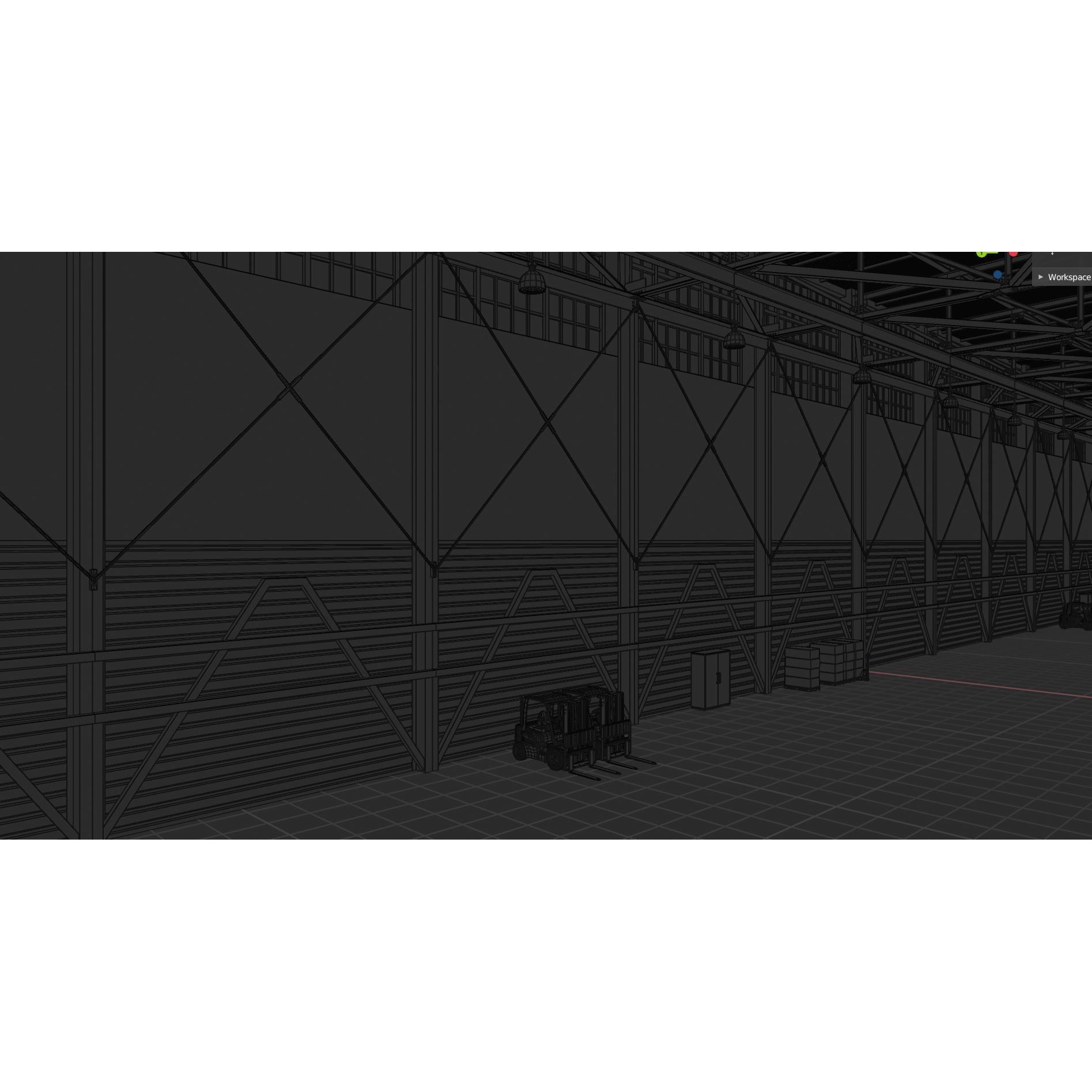 Airplane Hangar Interior - Low-Poly Game-Ready 3D Model