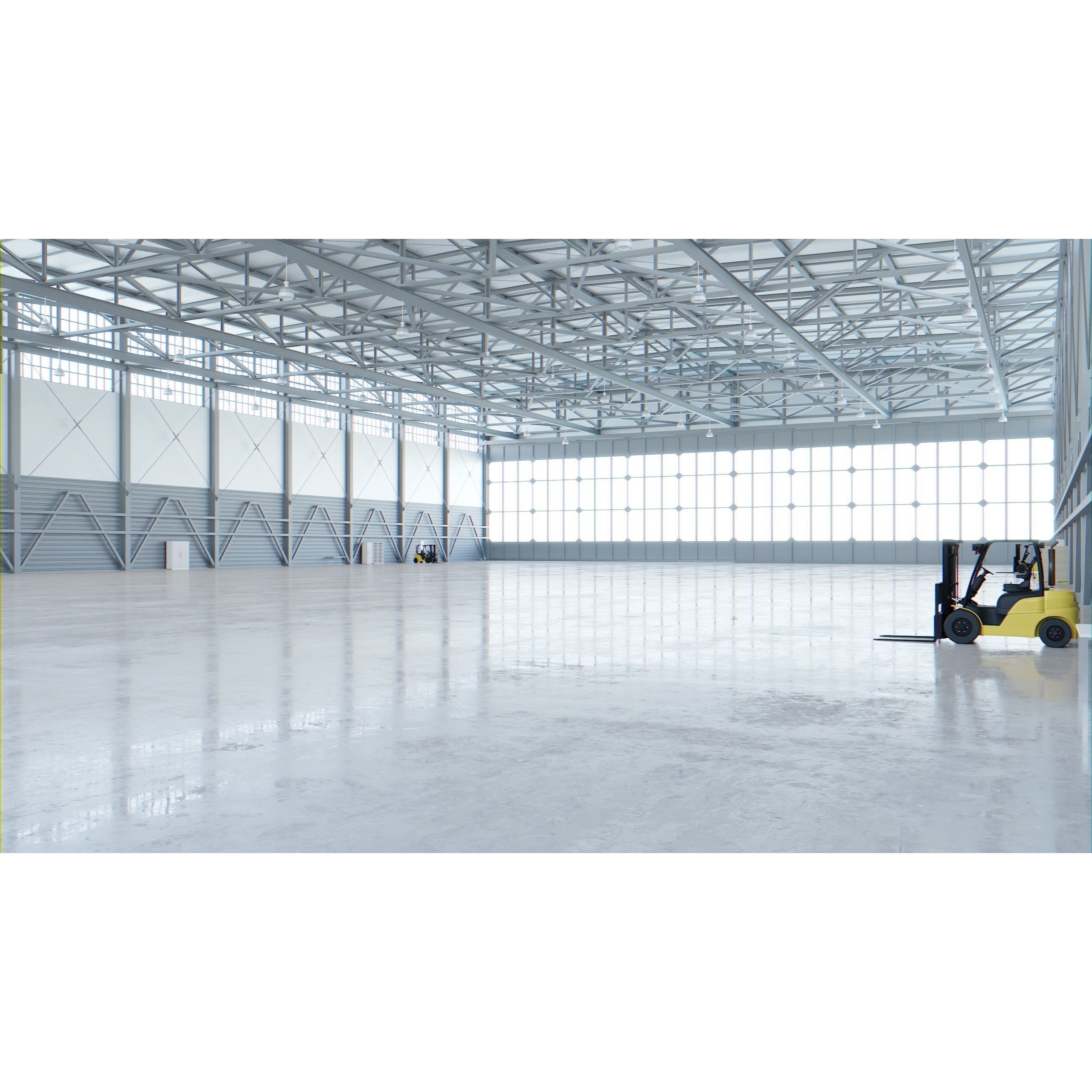 Airplane Hangar Interior - Low-Poly Game-Ready 3D Model - View 3