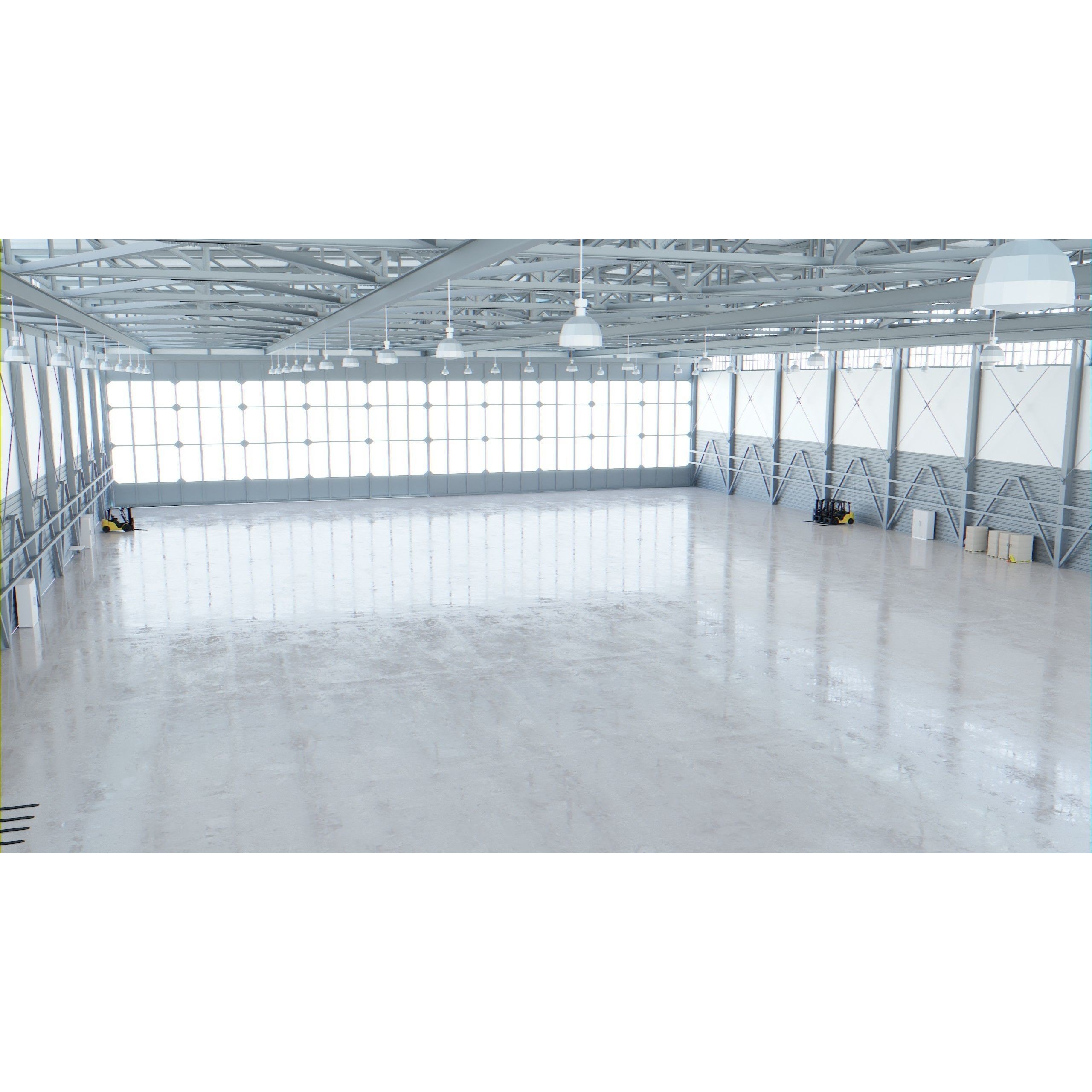 Airplane Hangar Interior - Low-Poly Game-Ready 3D Model - View 9