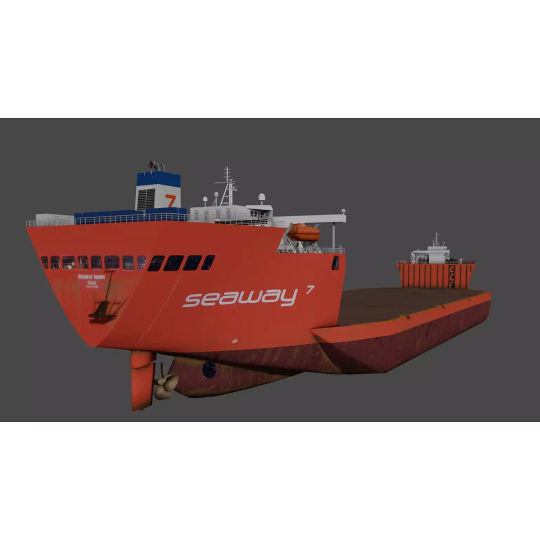Seaway Hawk 3D Model – Low Poly Vessel for Industrial Use, FBX - View 3