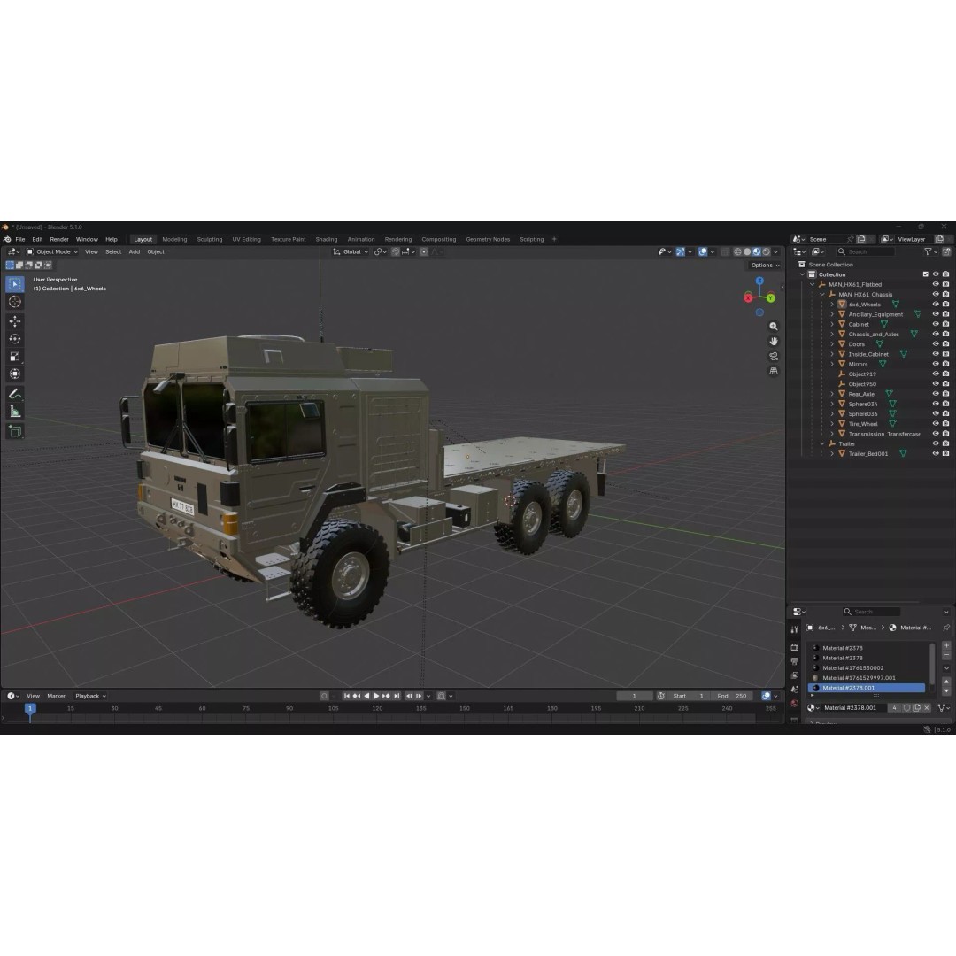 MAN HX61 6x6 Military Truck 3D Model – High Poly Game Asset, FBX