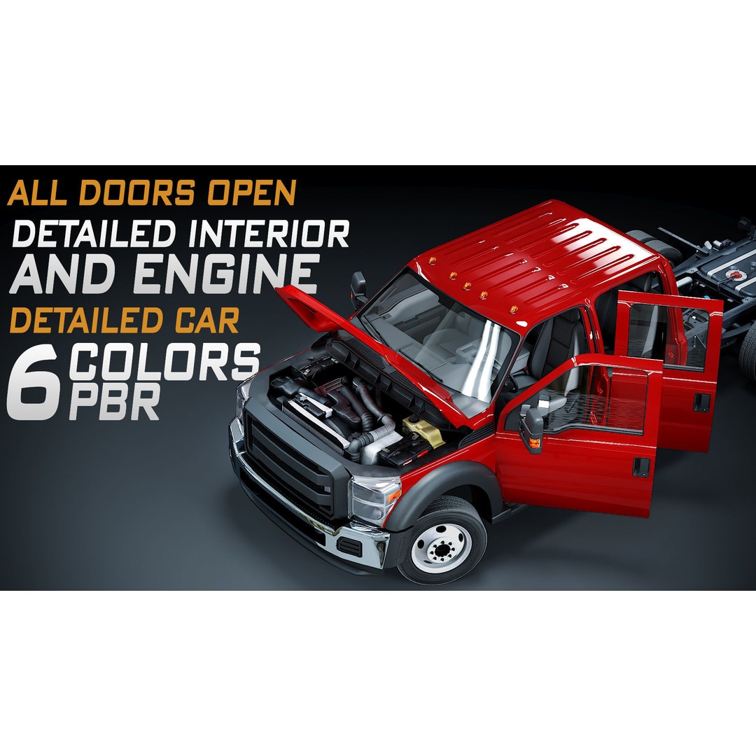 Crew Cabin Truck 3D Model – Low Poly Game Asset, PBR Textures, FBX - View 12