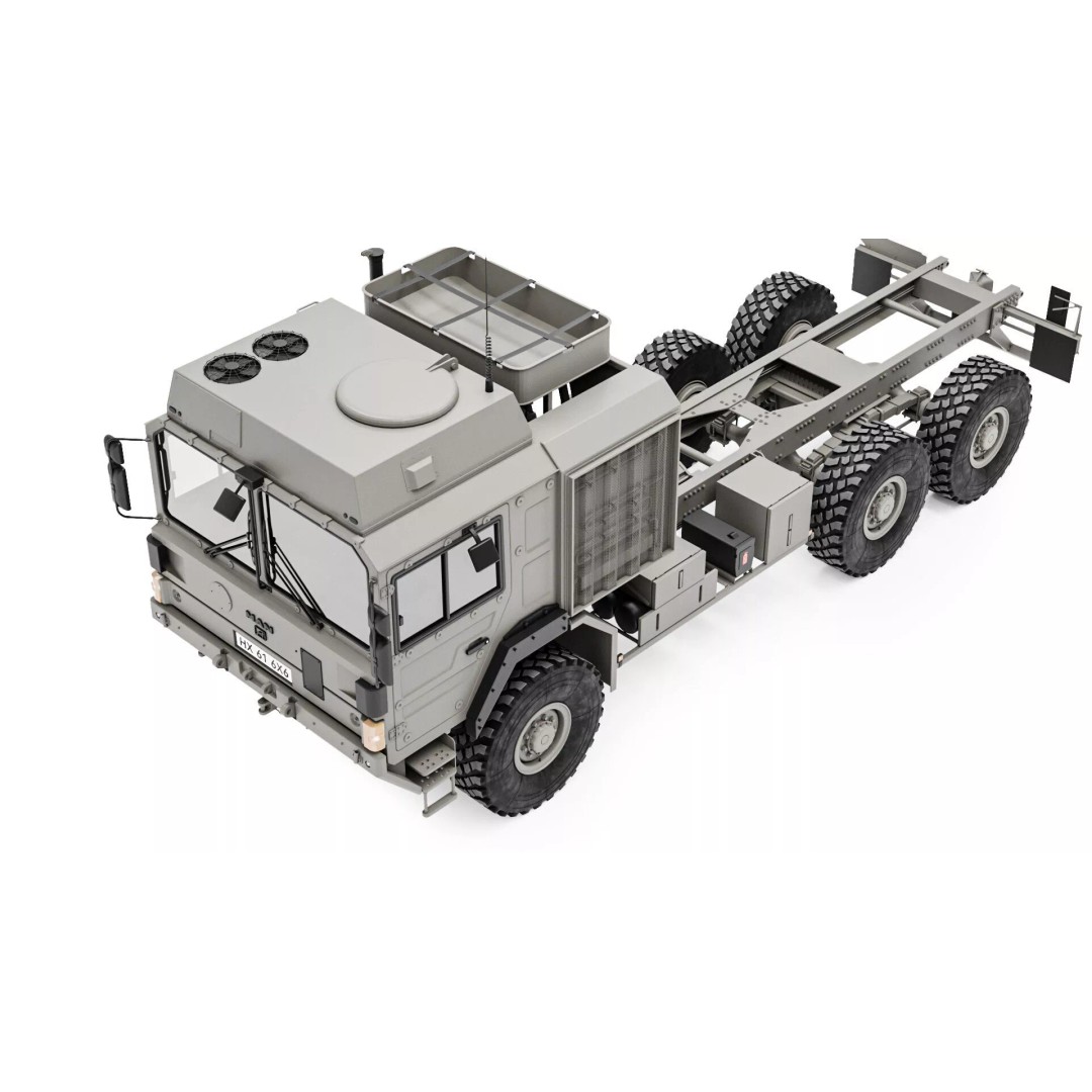 MAN HX61 6x6 Military Truck Chassis 3D Model – High Poly Game Asset, FBX, OBJ - View 13
