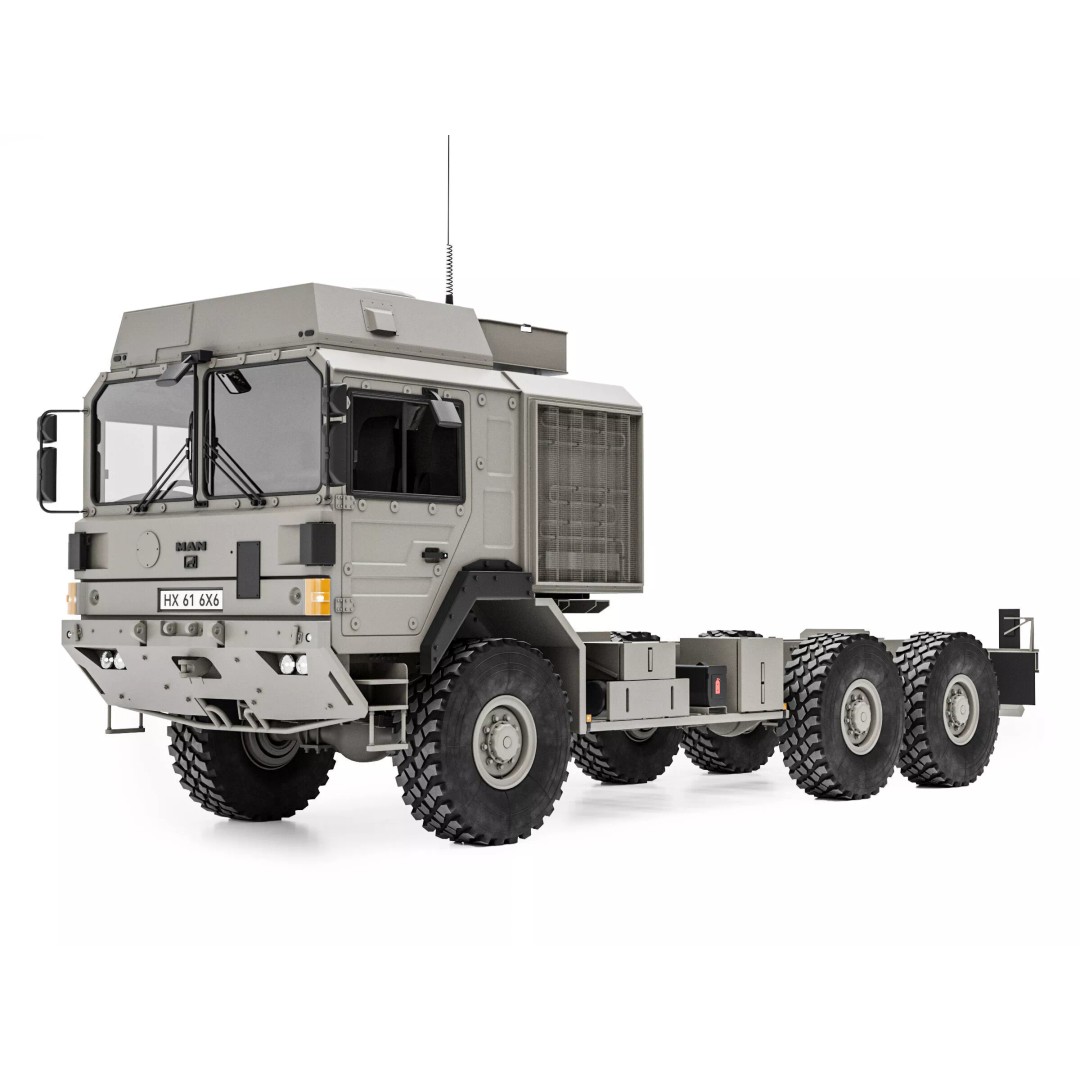 MAN HX61 6x6 Military Truck Chassis 3D Model – High Poly Game Asset, FBX, OBJ - View 2