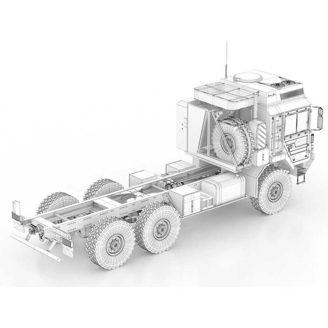 MAN HX61 6x6 Military Truck Chassis 3D Model – High Poly Game Asset, FBX, OBJ - View 21