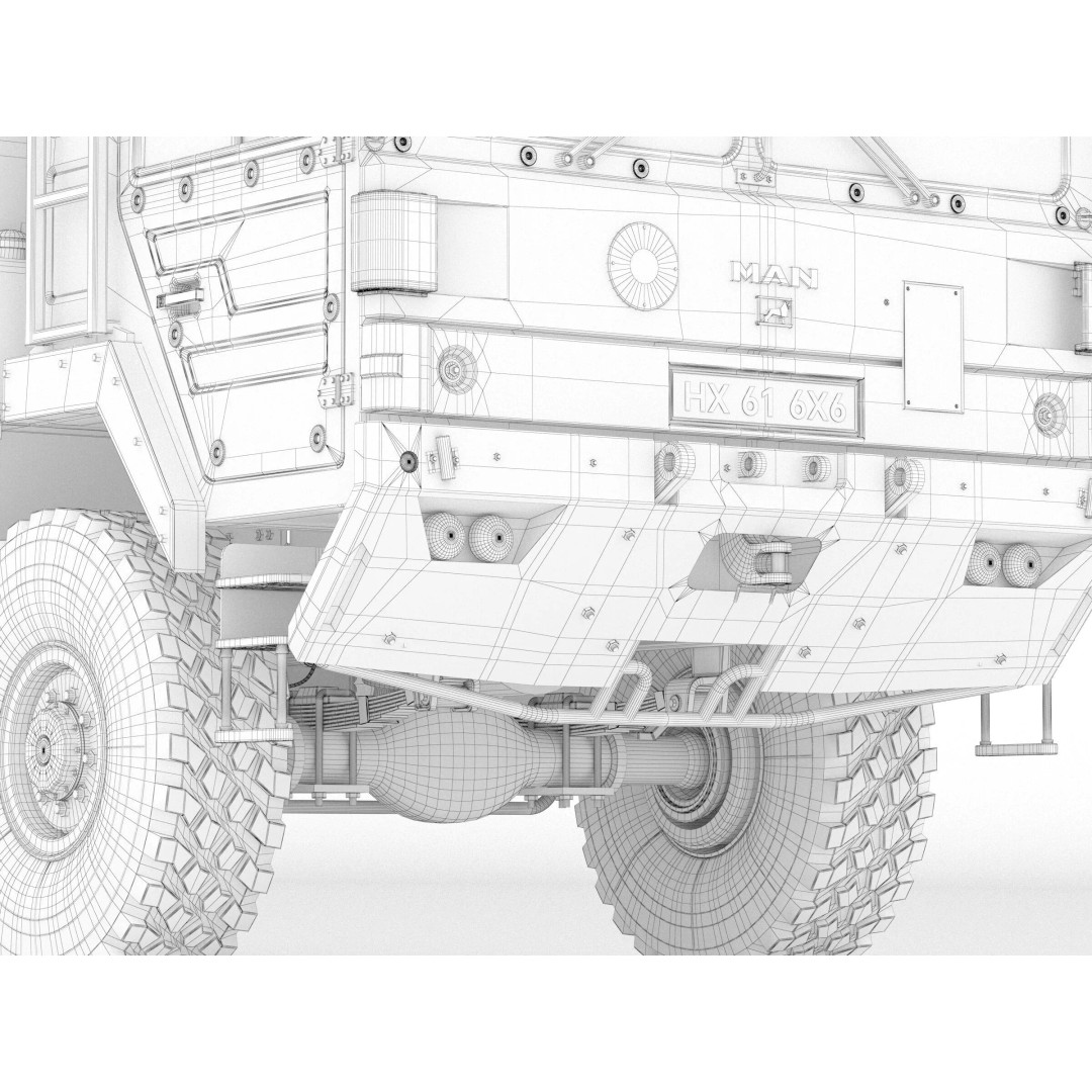 MAN HX61 6x6 Military Truck Chassis 3D Model – High Poly Game Asset, FBX, OBJ - View 23