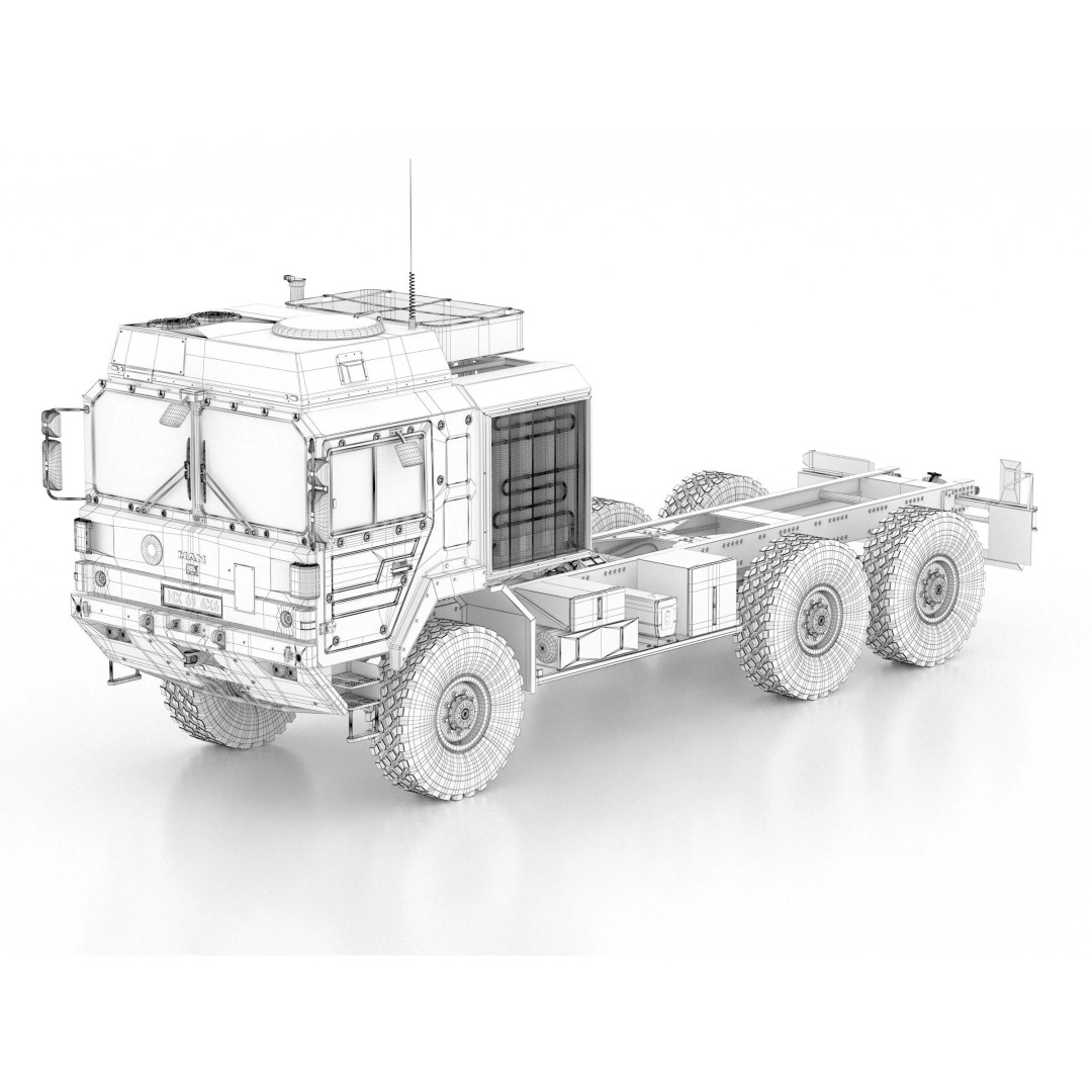 MAN HX61 6x6 Military Truck Chassis 3D Model – High Poly Game Asset, FBX, OBJ - View 26