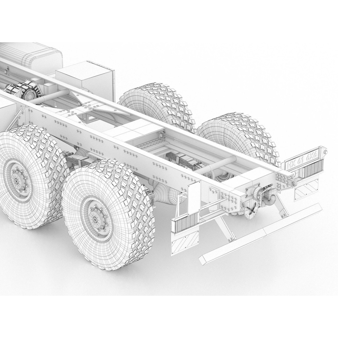 MAN HX61 6x6 Military Truck Chassis 3D Model – High Poly Game Asset, FBX, OBJ - View 27