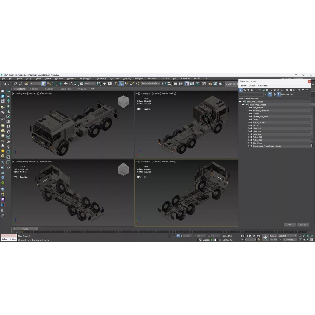 MAN HX61 6x6 Military Truck Chassis 3D Model – High Poly Game Asset, FBX, OBJ - View 29