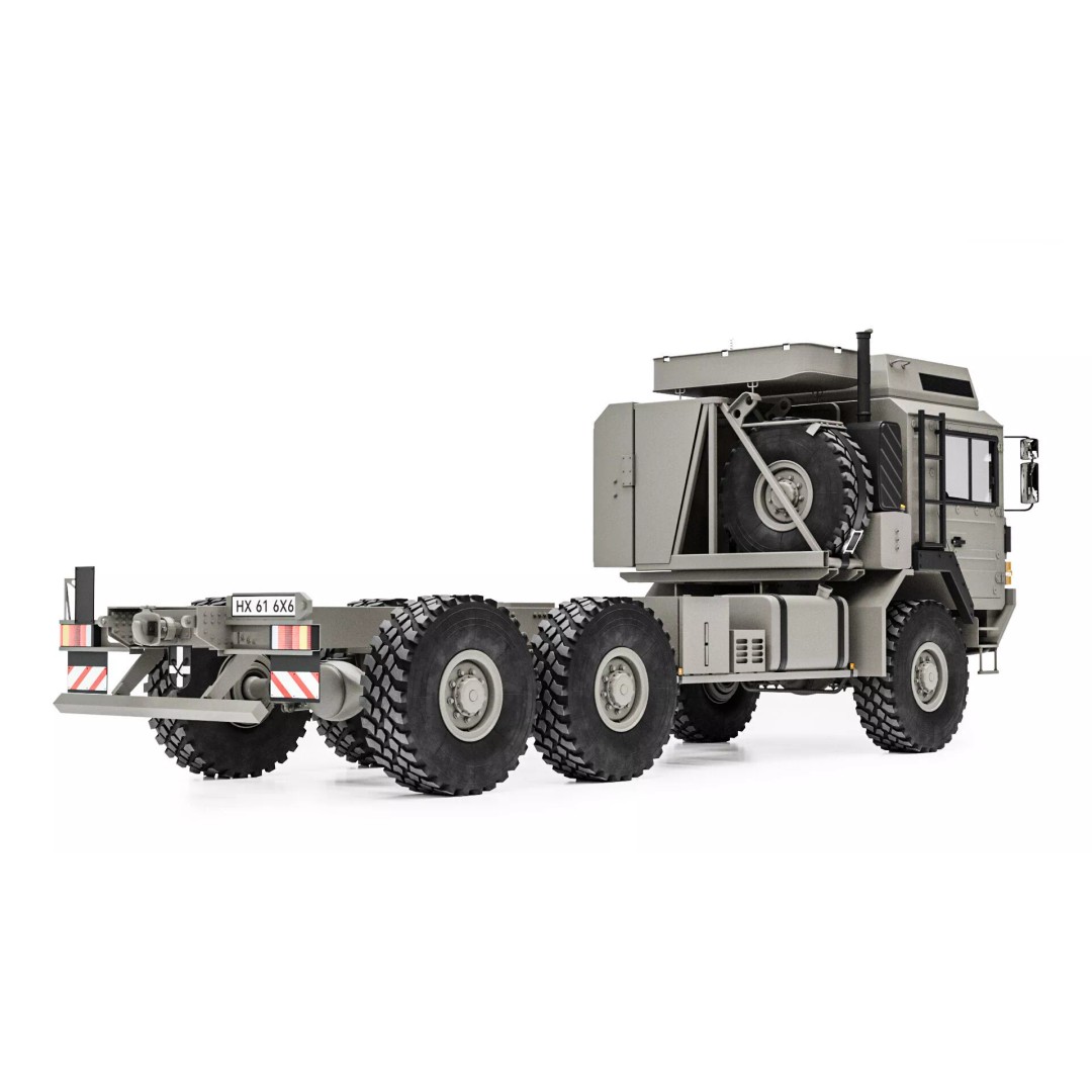MAN HX61 6x6 Military Truck Chassis 3D Model – High Poly Game Asset, FBX, OBJ - View 3