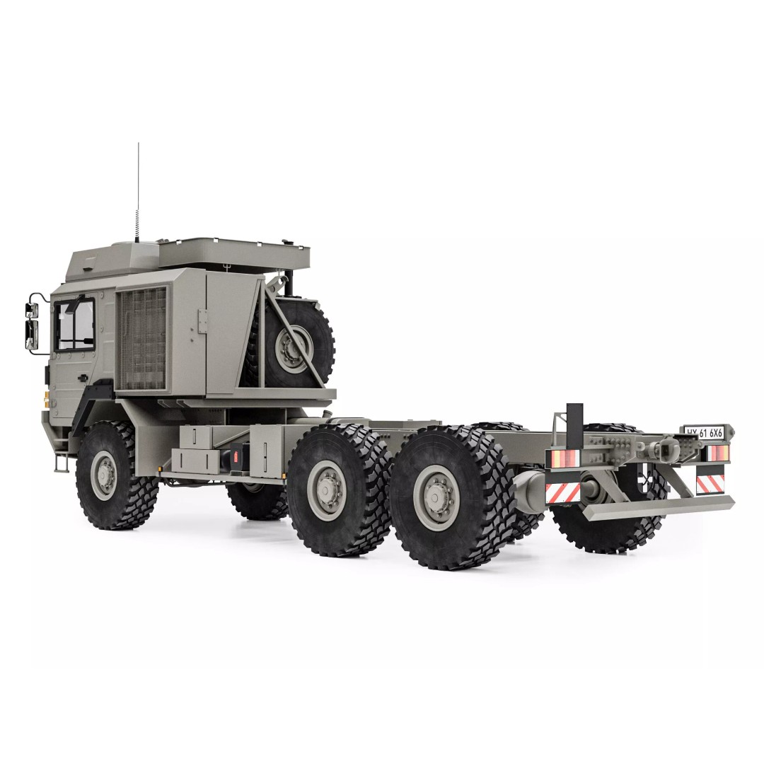 MAN HX61 6x6 Military Truck Chassis 3D Model – High Poly Game Asset, FBX, OBJ - View 9