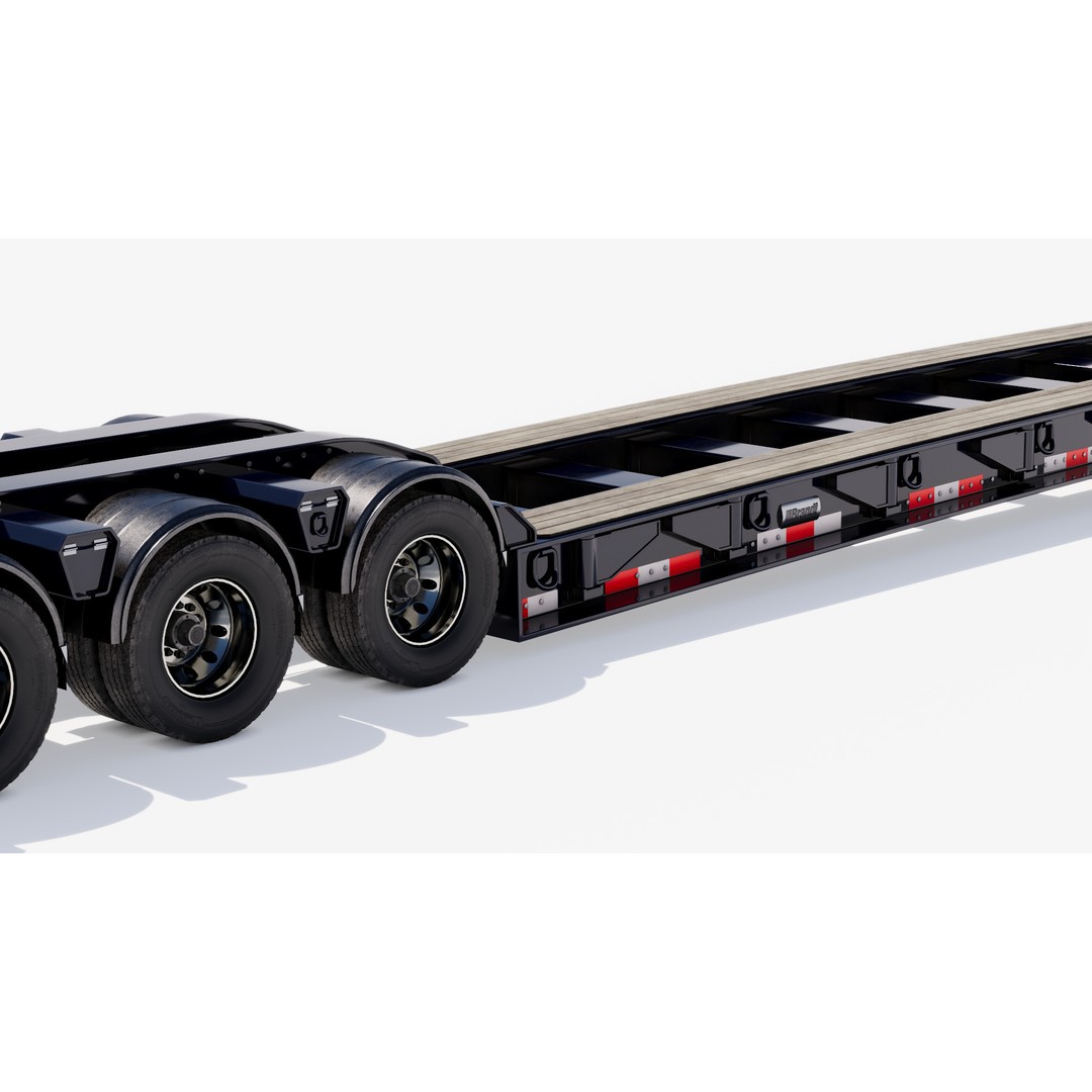 Lowboy Trailer 3D Model – Low Poly PBR Asset for Games - View 10