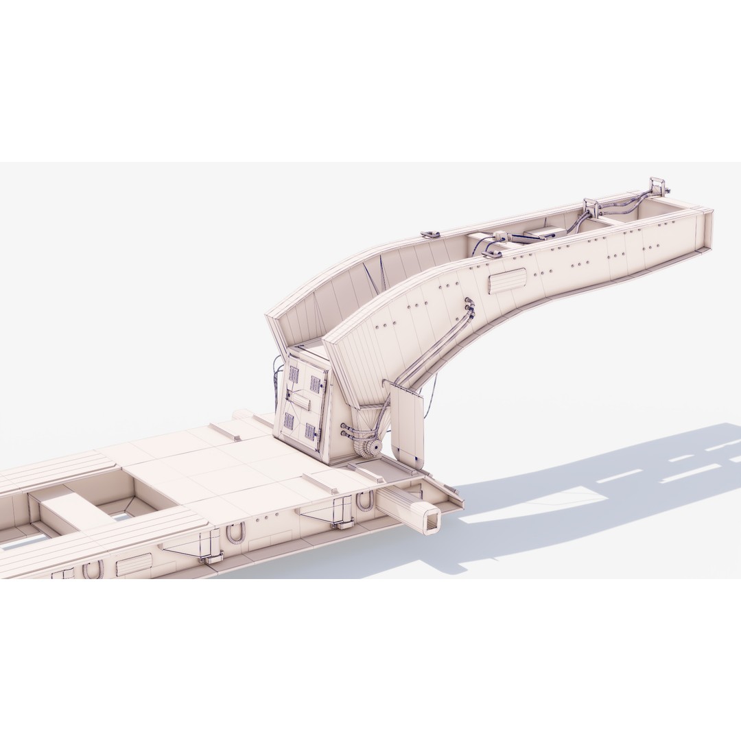 Lowboy Trailer 3D Model – Low Poly PBR Asset for Games - View 21
