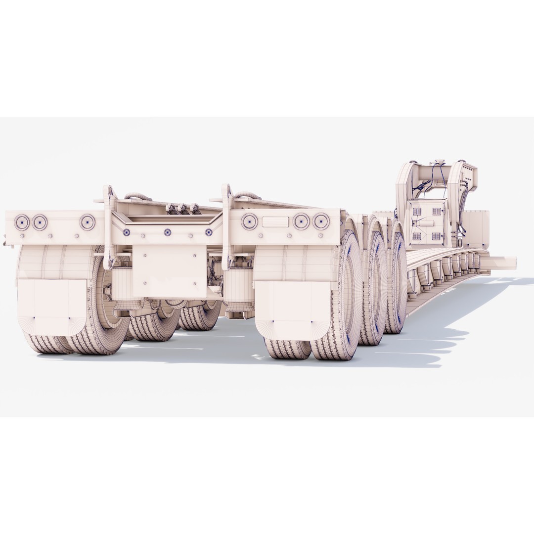 Lowboy Trailer 3D Model – Low Poly PBR Asset for Games - View 23