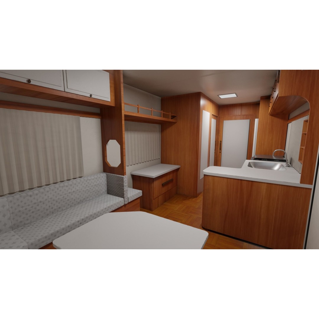 Karmann Ghia Kc 3D Model – Low Poly Game-Ready Caravan Interior - View 10