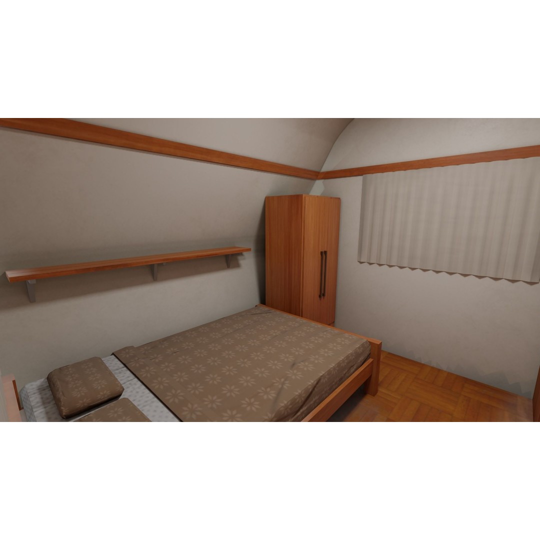 Karmann Ghia Kc 3D Model – Low Poly Game-Ready Caravan Interior - View 12