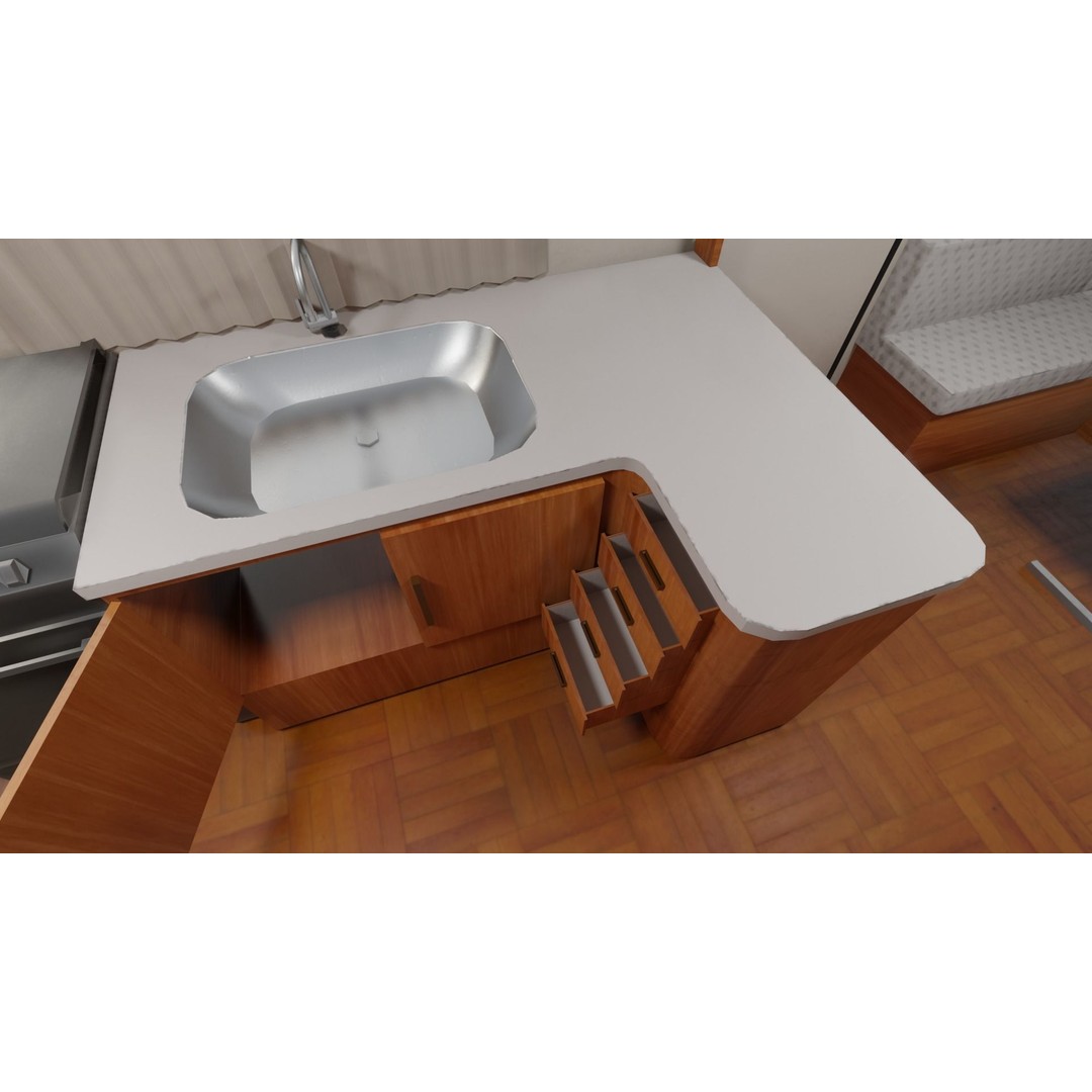 Karmann Ghia Kc 3D Model – Low Poly Game-Ready Caravan Interior - View 15