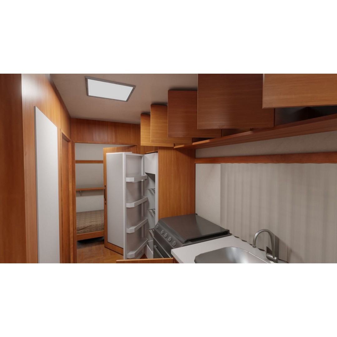 Karmann Ghia Kc 3D Model – Low Poly Game-Ready Caravan Interior - View 16