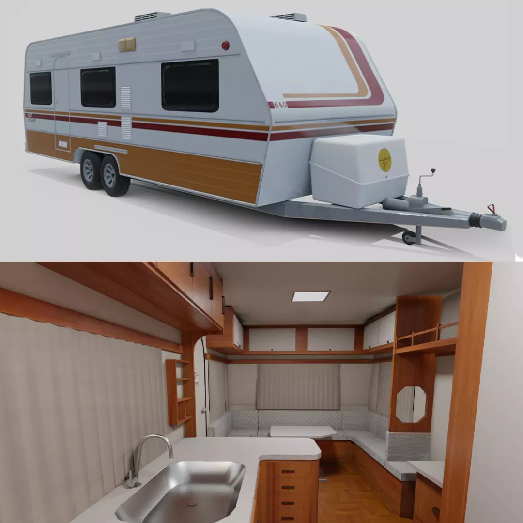 Karmann Ghia Kc 3D Model – Low Poly Game-Ready Caravan Interior - View 2