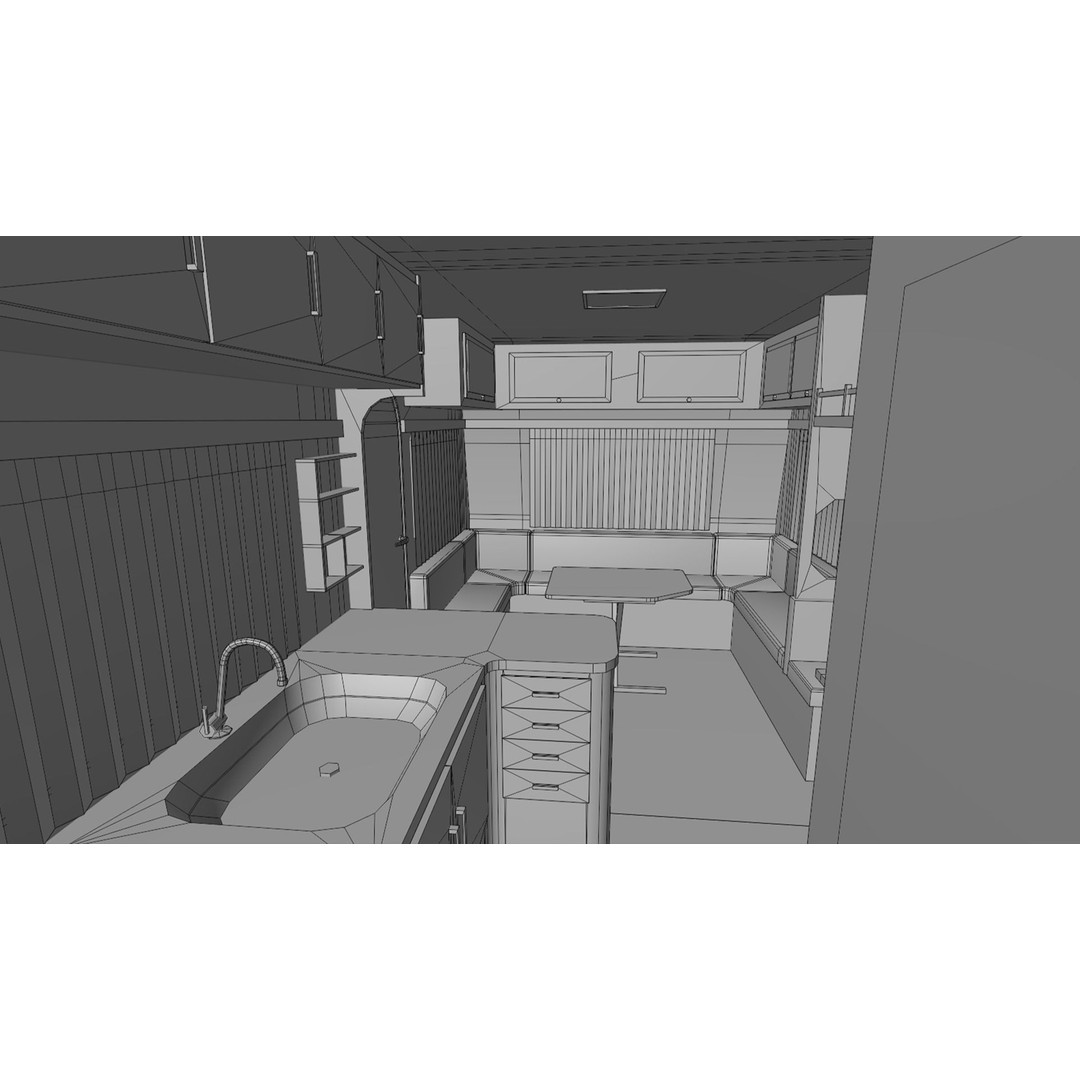 Karmann Ghia Kc 3D Model – Low Poly Game-Ready Caravan Interior - View 23