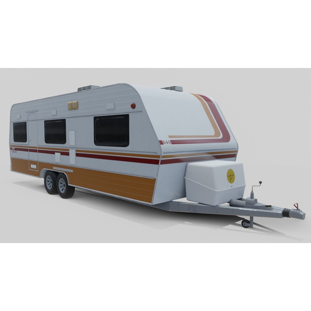 Karmann Ghia Kc 3D Model – Low Poly Game-Ready Caravan Interior - View 3