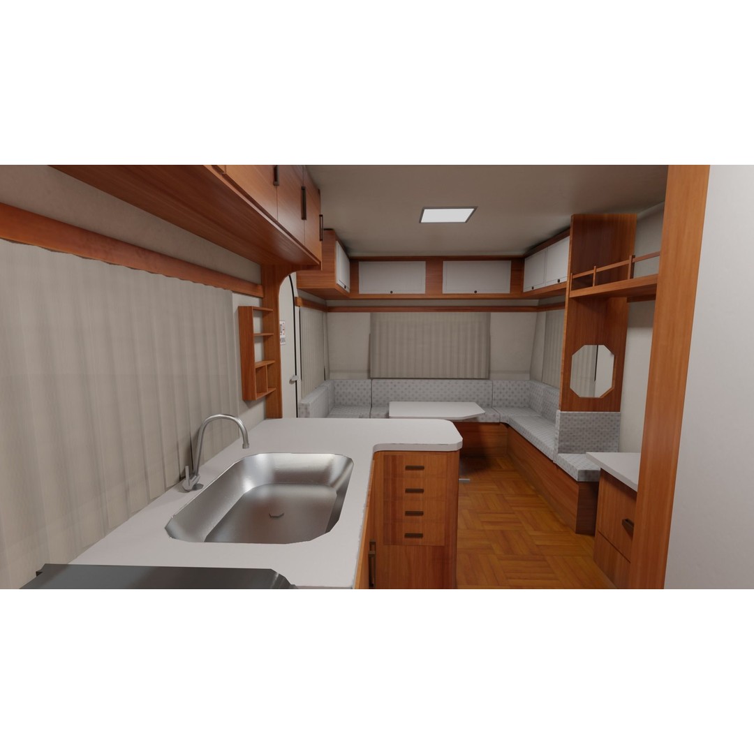 Karmann Ghia Kc 3D Model – Low Poly Game-Ready Caravan Interior - View 9