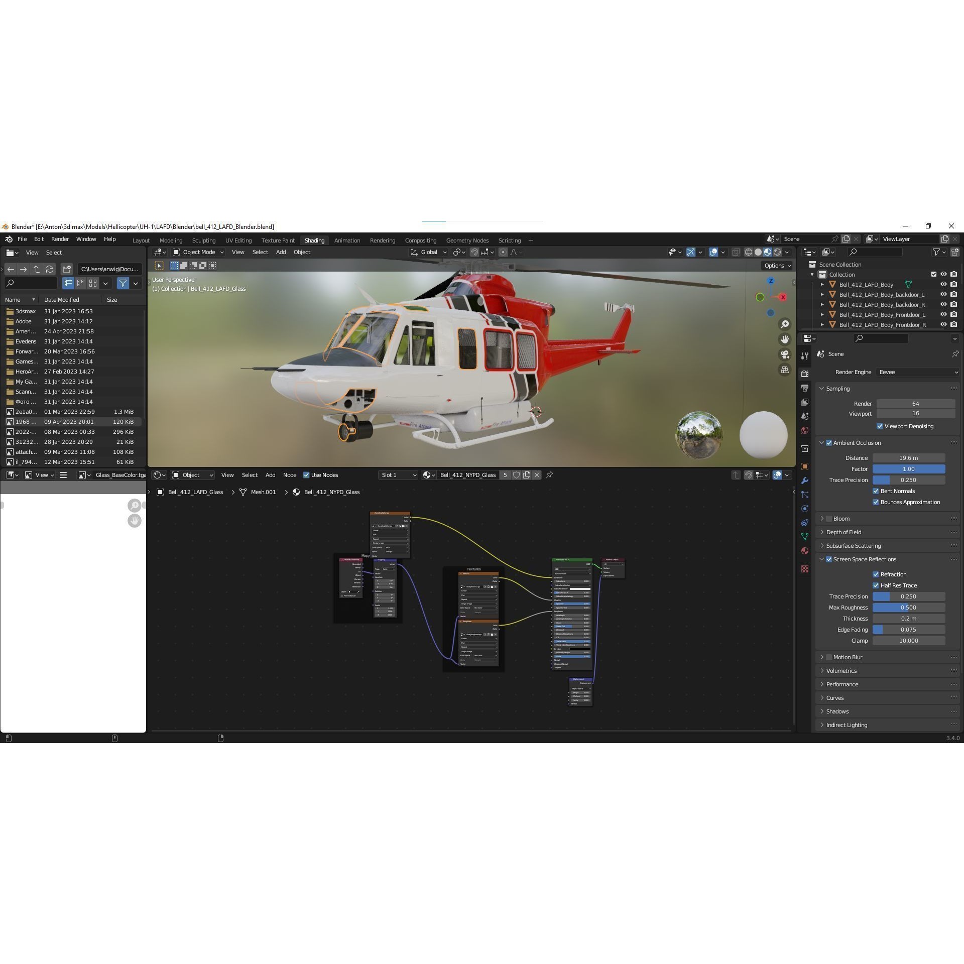 Bell 412 LAFD - Low-Poly Game-Ready 3D Model