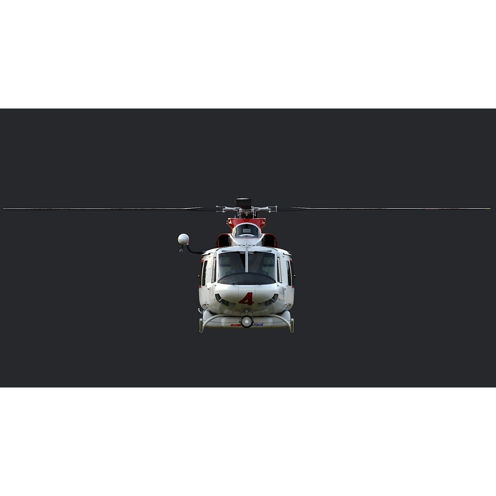 Bell 412 LAFD - Low-Poly Game-Ready 3D Model - View 13