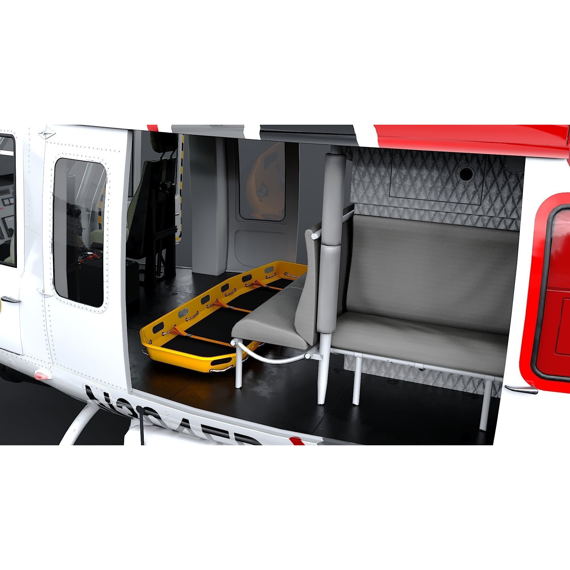 Bell 412 LAFD - Low-Poly Game-Ready 3D Model - View 21