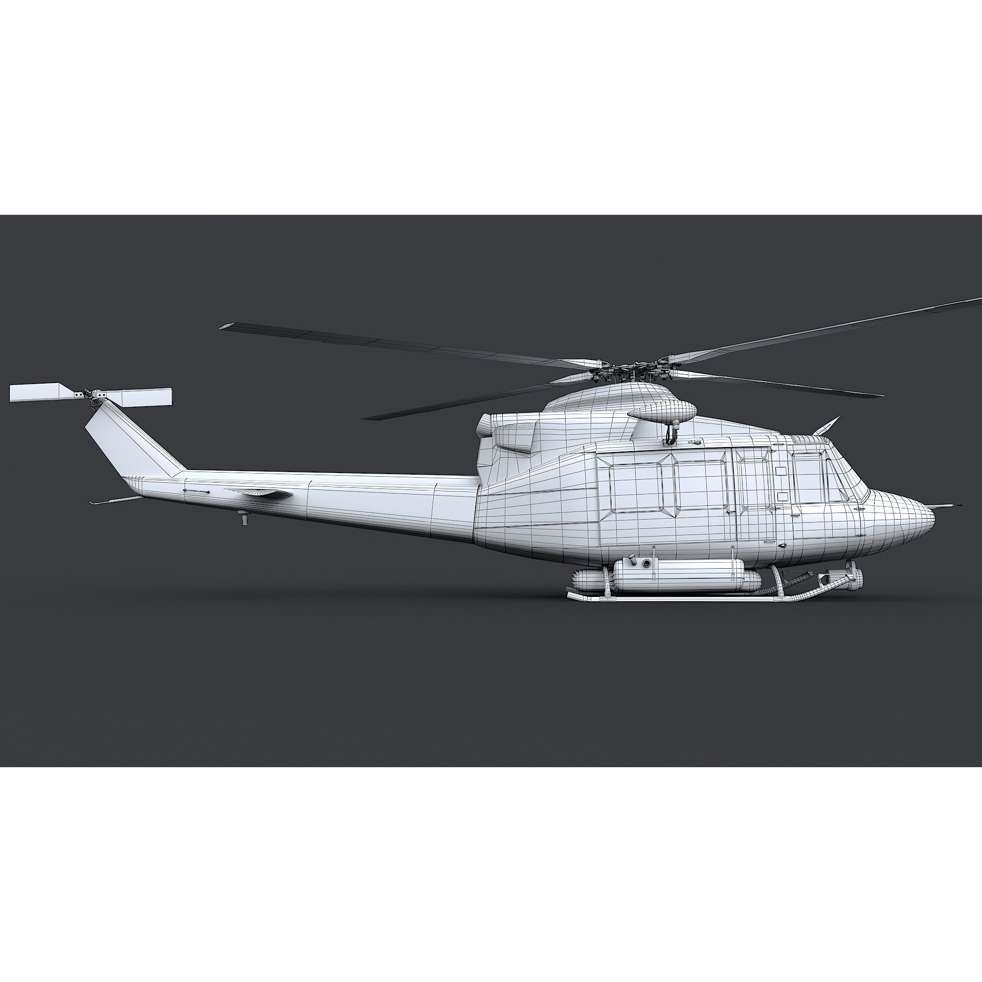 Bell 412 LAFD - Low-Poly Game-Ready 3D Model - View 38