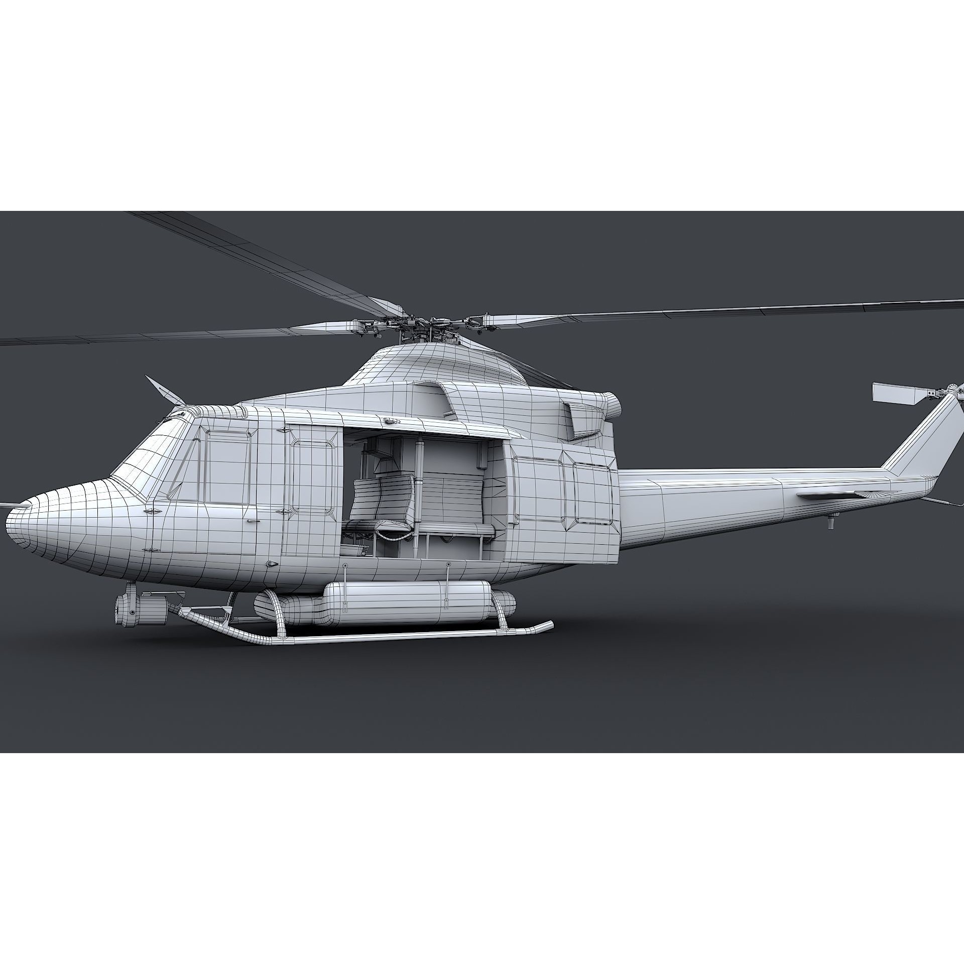 Bell 412 LAFD - Low-Poly Game-Ready 3D Model - View 39