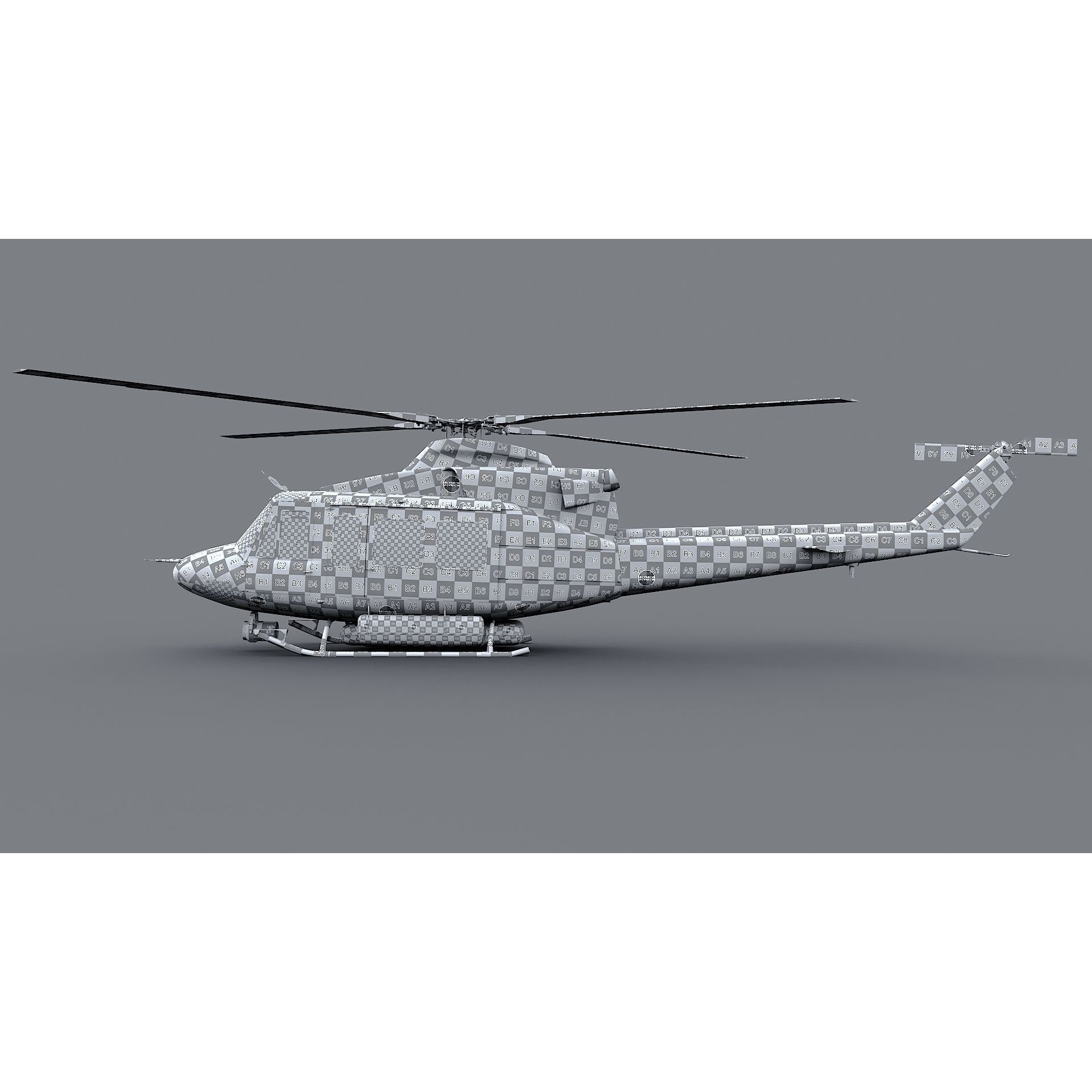Bell 412 LAFD - Low-Poly Game-Ready 3D Model - View 42