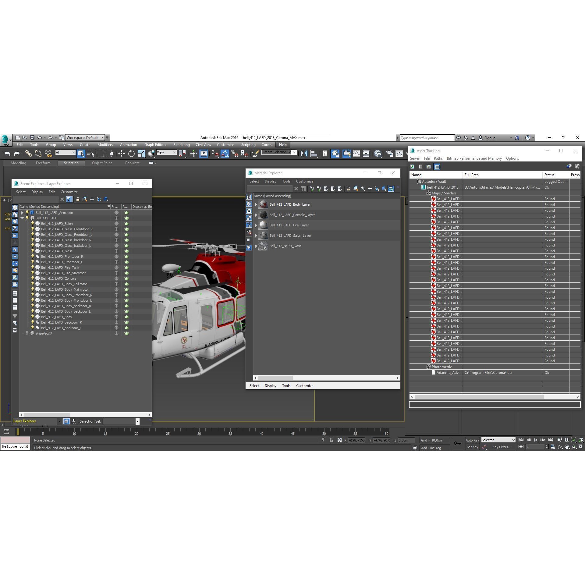 Bell 412 LAFD - Low-Poly Game-Ready 3D Model - View 49