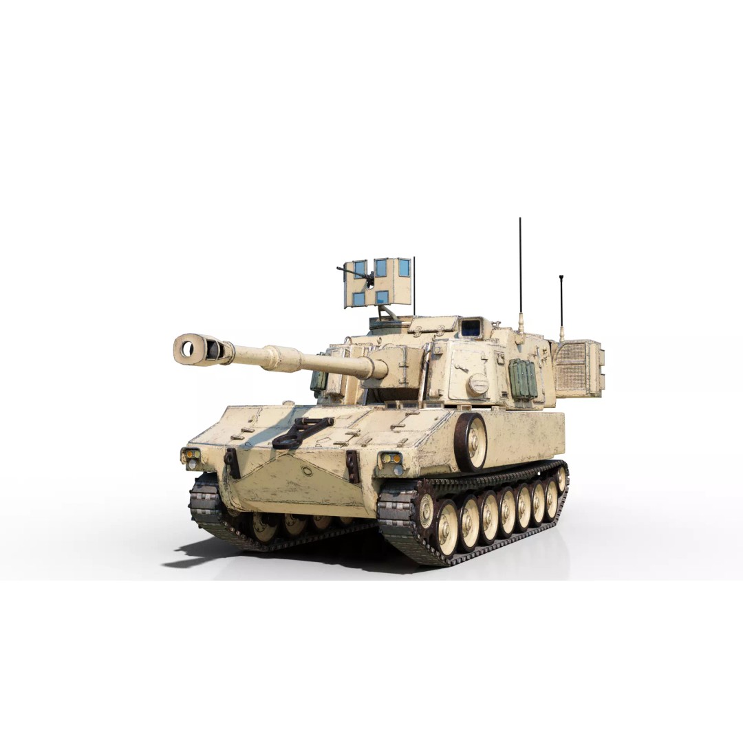 USA ARMY M109A6 Paladin 155mm Howitzer 3D Model – Low Poly Military Vehicle, FBX - View 2