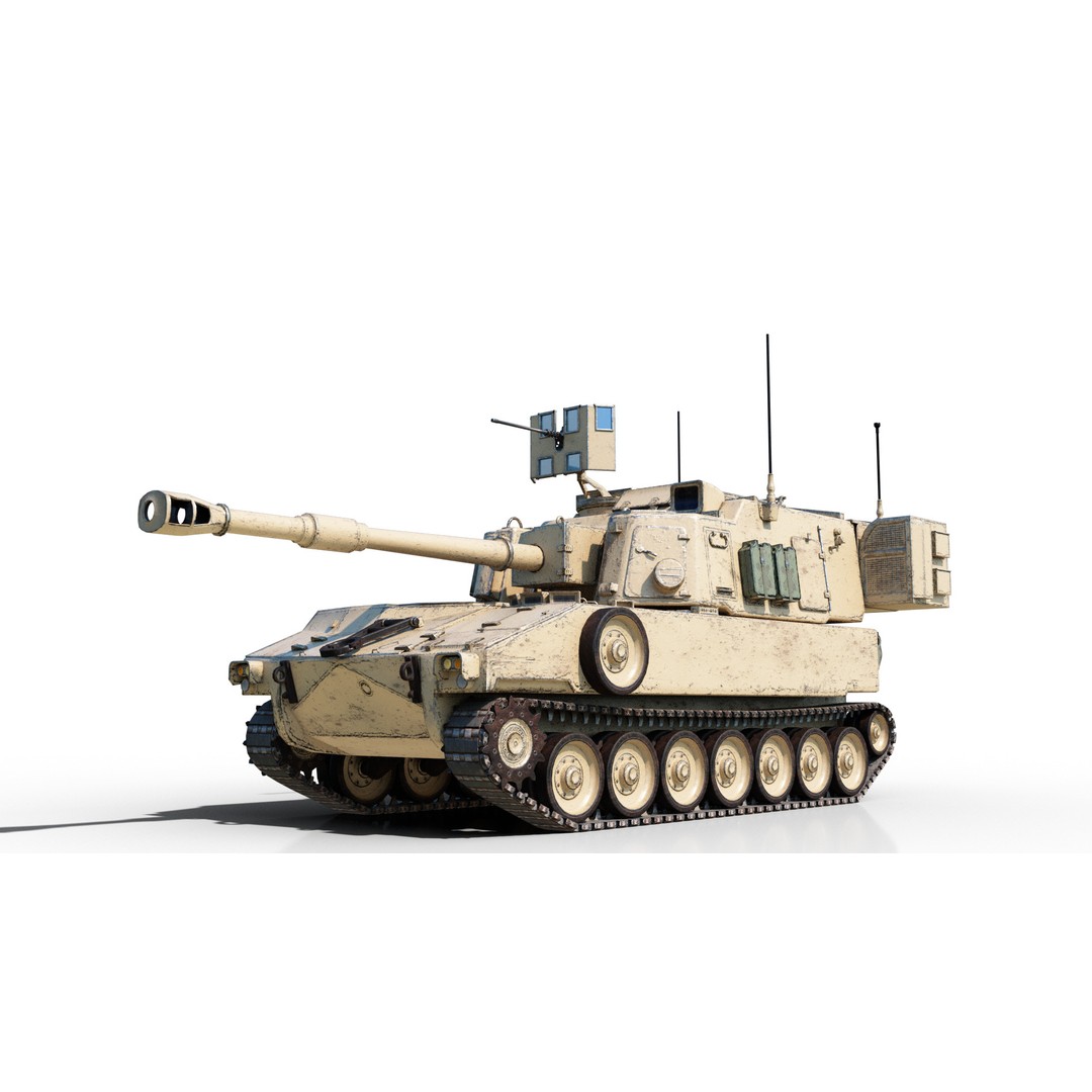 USA ARMY M109A6 Paladin 155mm Howitzer 3D Model – Low Poly Military Vehicle, FBX - View 3
