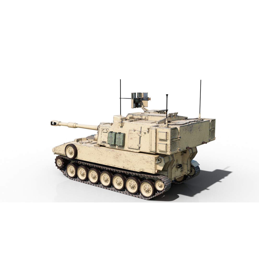USA ARMY M109A6 Paladin 155mm Howitzer 3D Model – Low Poly Military Vehicle, FBX - View 4