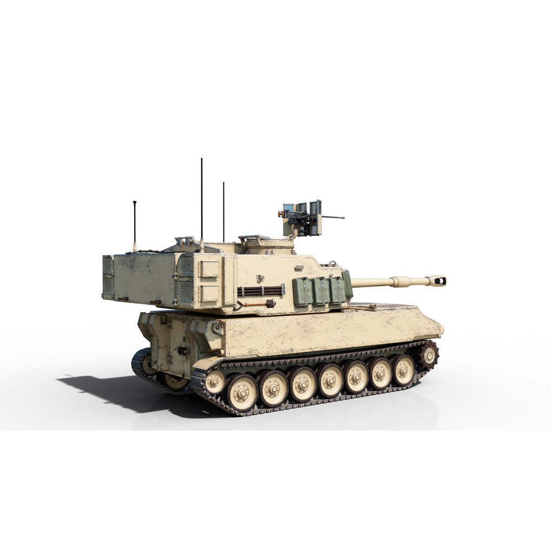 USA ARMY M109A6 Paladin 155mm Howitzer 3D Model – Low Poly Military Vehicle, FBX - View 5