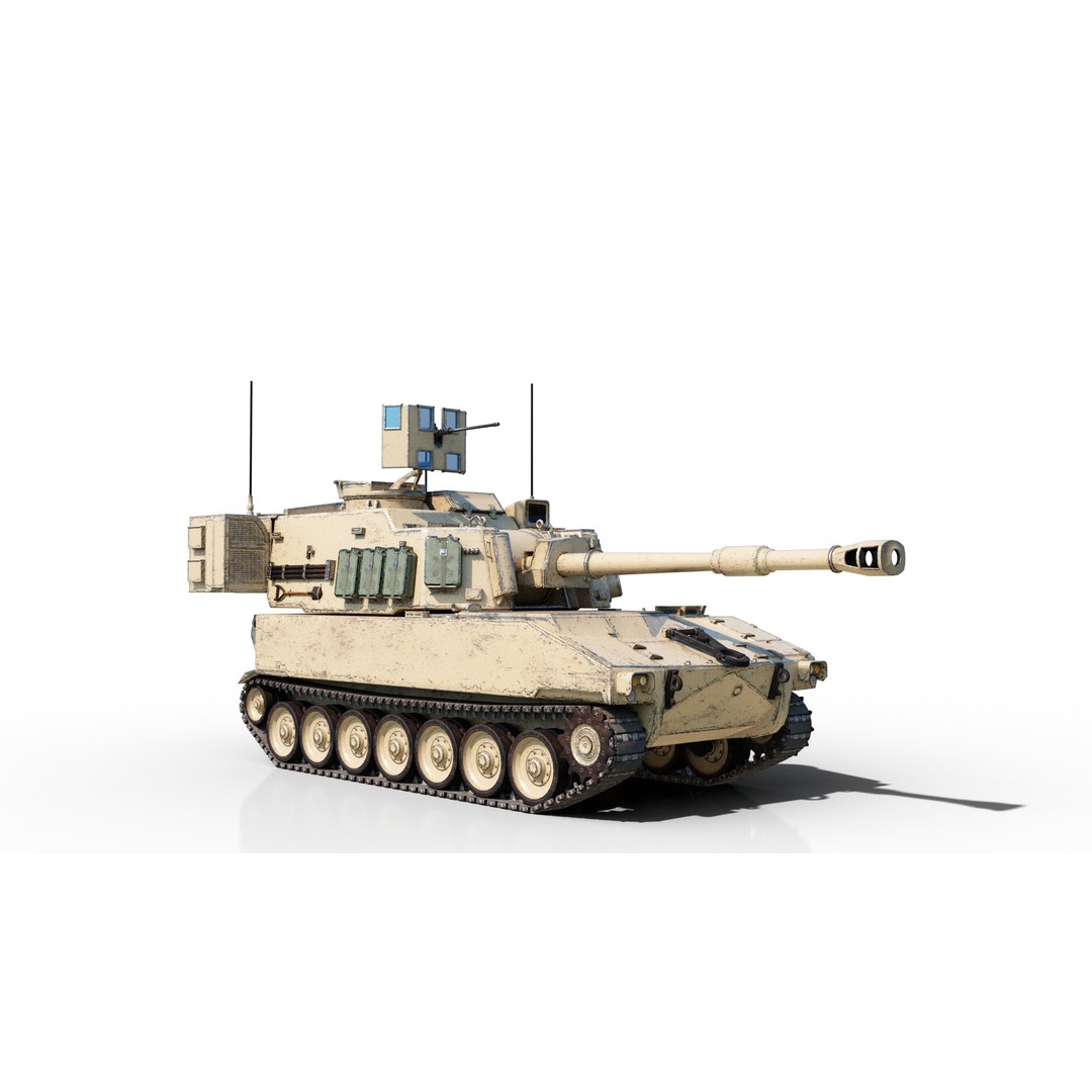 USA ARMY M109A6 Paladin 155mm Howitzer 3D Model – Low Poly Military Vehicle, FBX - View 6