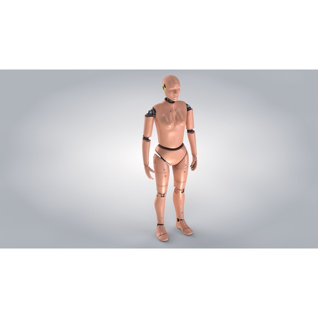 Female Crash Test Dummy 3D Model – Low Poly PBR Asset, FBX - View 14