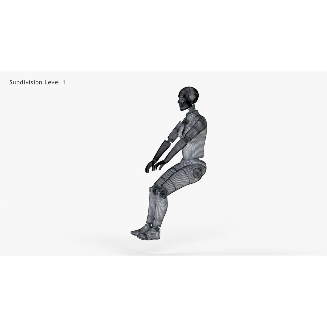Female Crash Test Dummy 3D Model – Low Poly PBR Asset, FBX - View 17