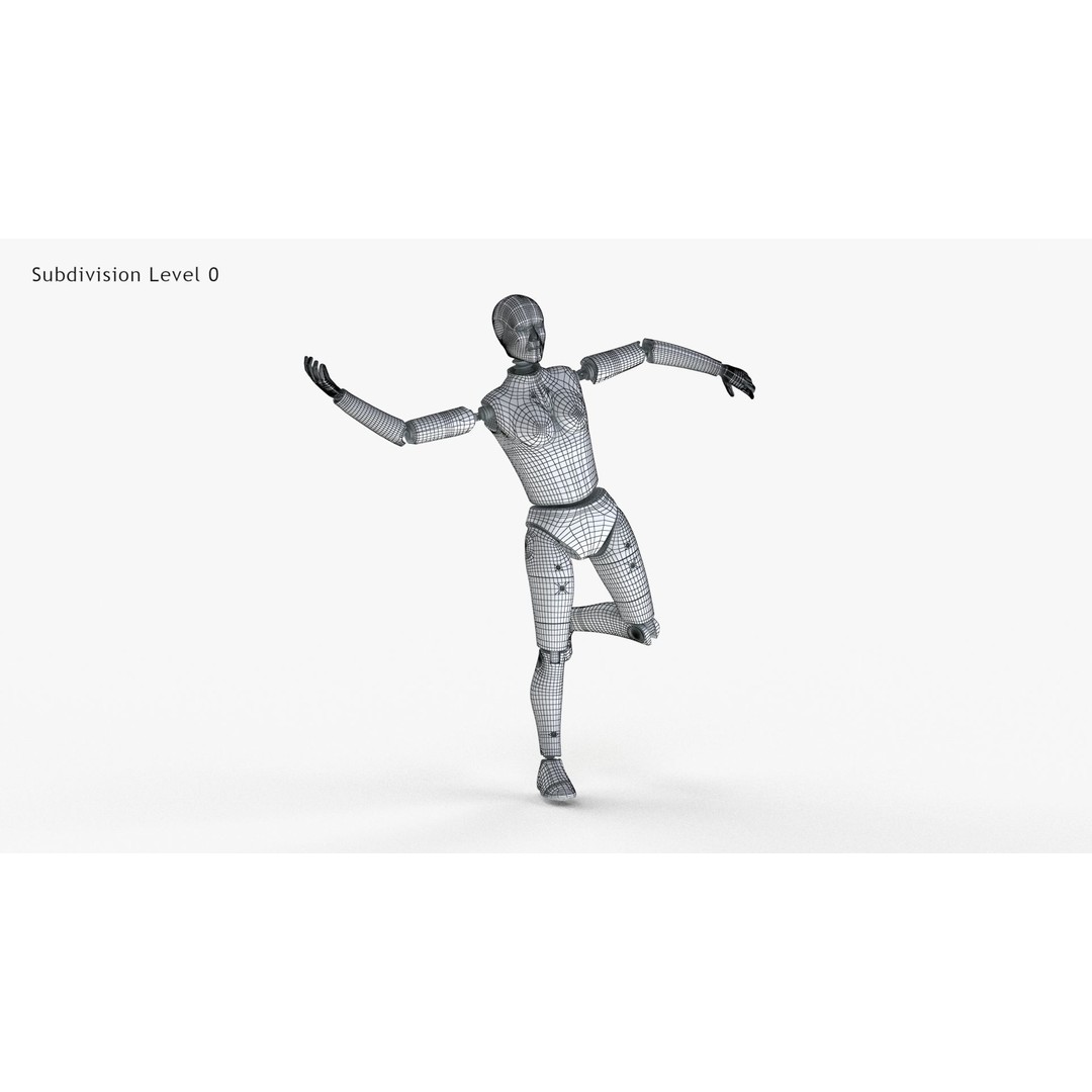 Female Crash Test Dummy 3D Model – Low Poly PBR Asset, FBX - View 19